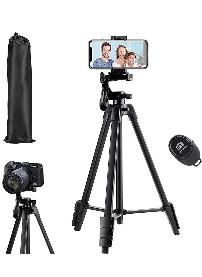 Generic Flexible Tripod, 136cm Extendable Phone Tripod Stand with Carry Bag,Cell Phone Tripod with Wireless Remote,Universal Tripod for Video Selfie,iPhone Tripod Stand Travel Camera Tripod  - Image 1