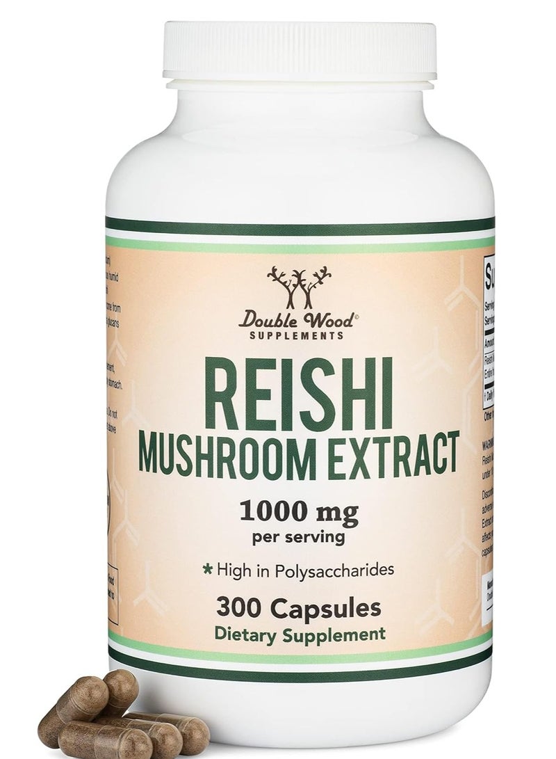 Double Wood Supplements Reishi Mushroom Extract, Supplement for Immune System Support 1,000mg 300 Count, 5 Month Supply - Image 1