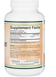 Double Wood Supplements Reishi Mushroom Extract, Supplement for Immune System Support 1,000mg 300 Count, 5 Month Supply  - Image 3