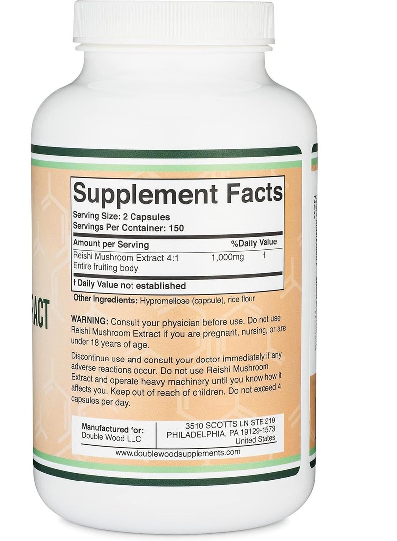 Double Wood Supplements Reishi Mushroom Extract, Supplement for Immune System Support 1,000mg 300 Count, 5 Month Supply - Image 3