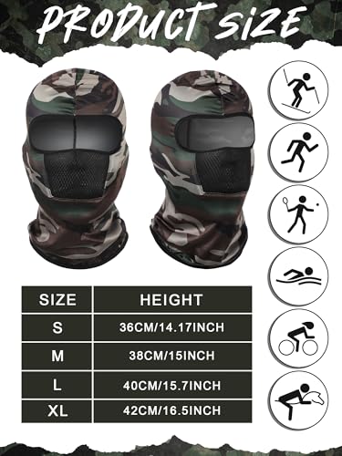 SATINIOR 9 Pcs Balaclava Ski Mask Camo Full Face Mask Breathable Sun Hood for Men Women Winter Motorcycle Outdoor Activity(Medium) - Image 3
