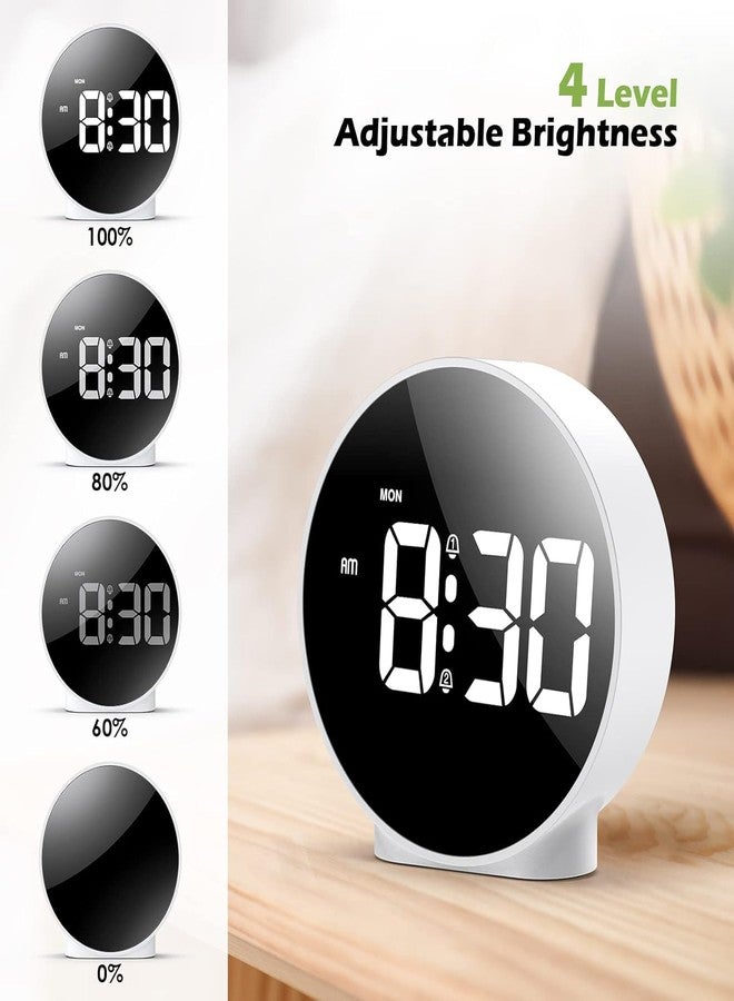 MIXEN Digital Wall Clock, Big Digits Display with Alarm, Time, Date and Day of Week Display, Adjustable Dimmer, Auto DST, Electronic Wall Desktop Clocks for Living Room Office Gym Garage (White) - Image 2