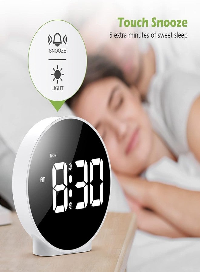 MIXEN Digital Wall Clock, Big Digits Display with Alarm, Time, Date and Day of Week Display, Adjustable Dimmer, Auto DST, Electronic Wall Desktop Clocks for Living Room Office Gym Garage (White) - Image 3