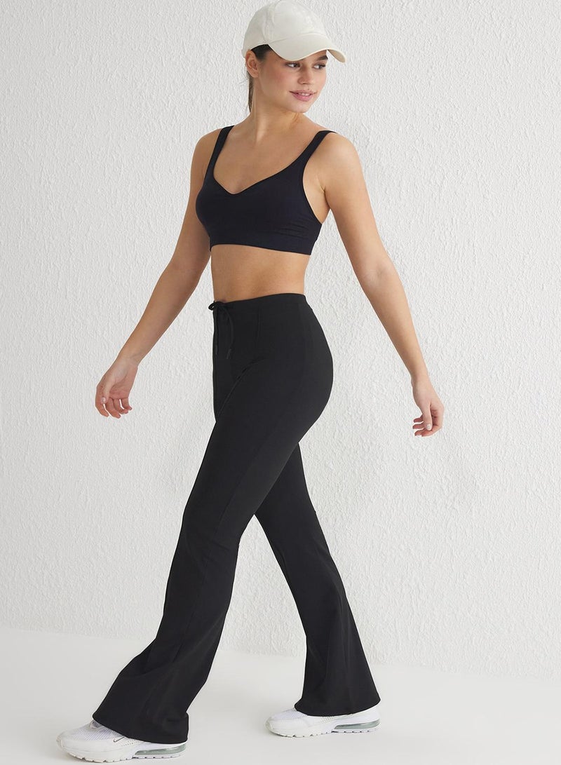 trendyol Scuba Fabric Sports Sweatpants - Binding Detail, Black - Image 2