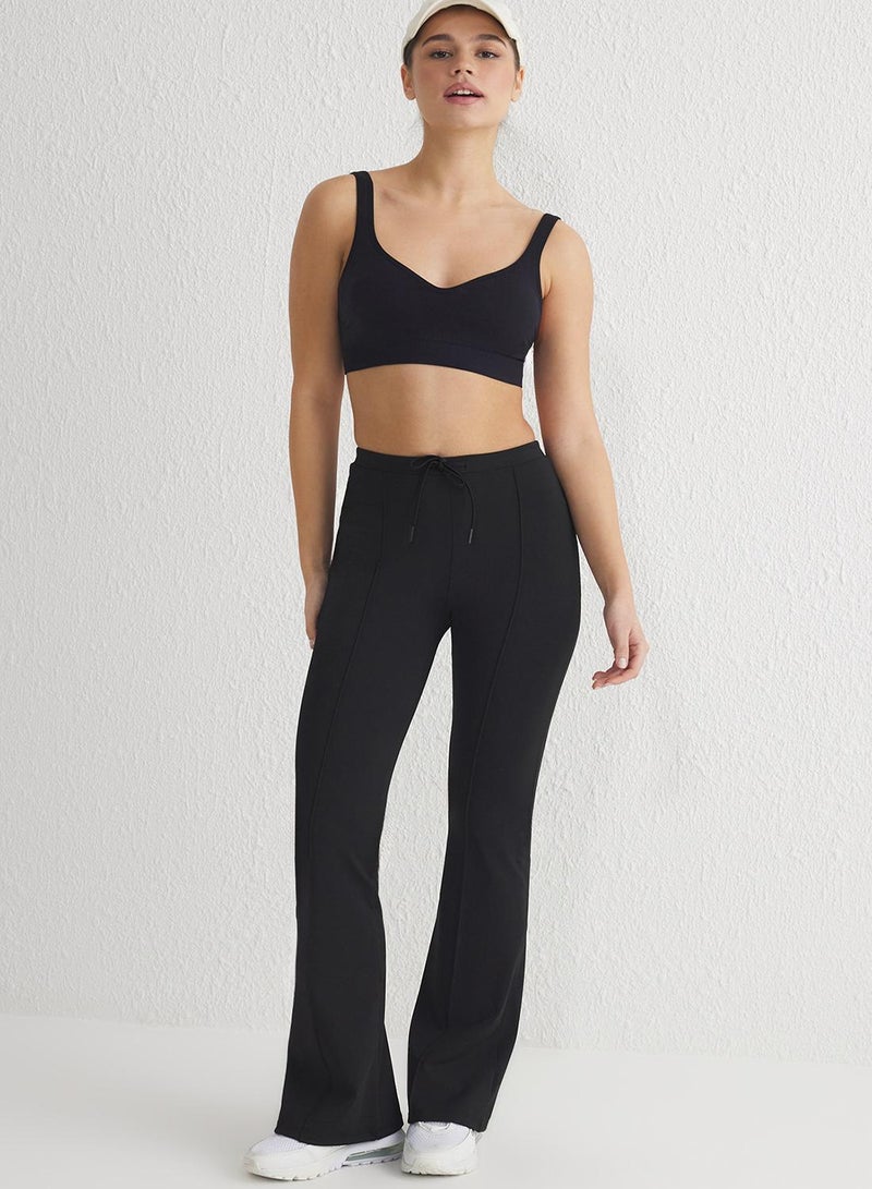 trendyol Scuba Fabric Sports Sweatpants - Binding Detail, Black - Image 1