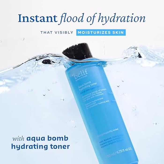 belif Niacinamide Hydrating Toner – Aqua Bomb Lightweight Cooling Toner with Hyaluronic Acid, Soothing and Balancing Formula, Skin Barrier Repair and Radiant Skin, Korean Skincare, 5.07 fl oz - Image 2