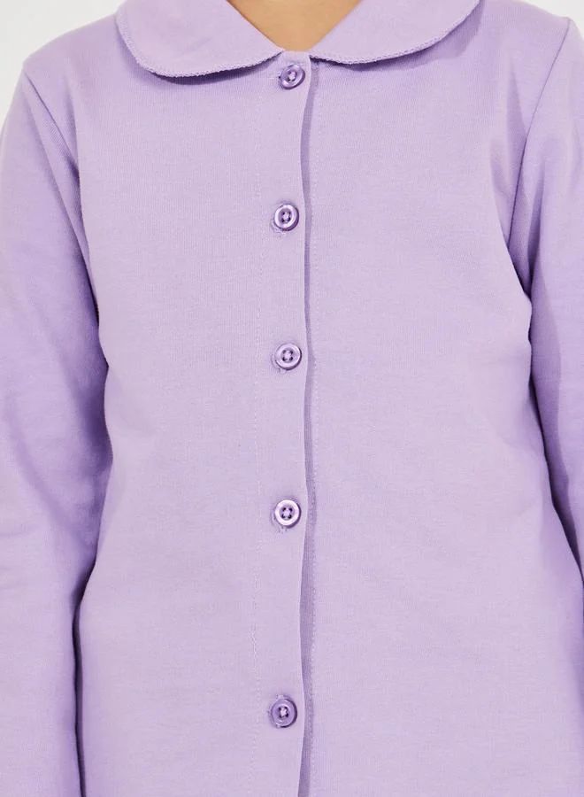 Styli Collared Button Down Shirt & Pyjama Set