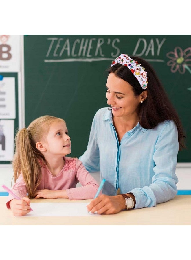 إسكدنيا Teacher Headband For Women Teacher Accessories Crystal Rhinestone Knotted Headband Beaded Embellished Top Knot Headband Back To School Outfits Teacher Appreciation Gifts - Image 3