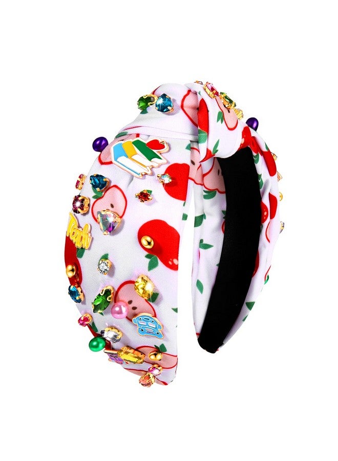 إسكدنيا Teacher Headband For Women Teacher Accessories Crystal Rhinestone Knotted Headband Beaded Embellished Top Knot Headband Back To School Outfits Teacher Appreciation Gifts - Image 1