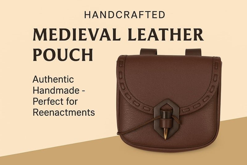 Mythrojan Leather Belt Pouch Medieval Genuine Leather Bag Costume Accessories Pouch Viking Belt Renaissance Coin Purse for LARP Fantasy Events, Ren Faire, Halloween- Brown - Image 4