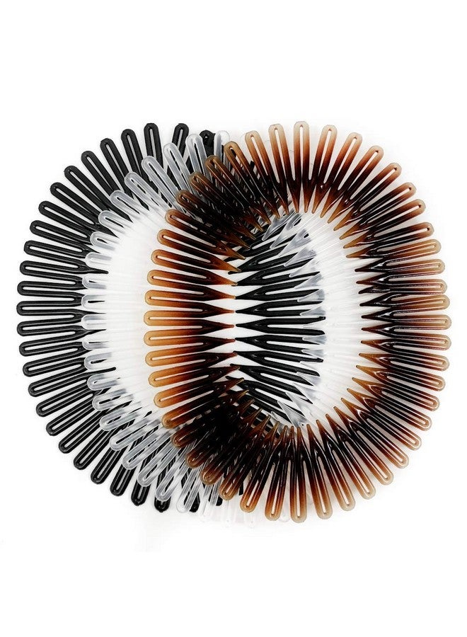 سكانشي أمشاط شعر سكونشي إيفورتليس بيوتي ستريتش. ألوان سلحفاة، أبيض معتم، وأسود. عبوة من 3 قطع. - Image 2