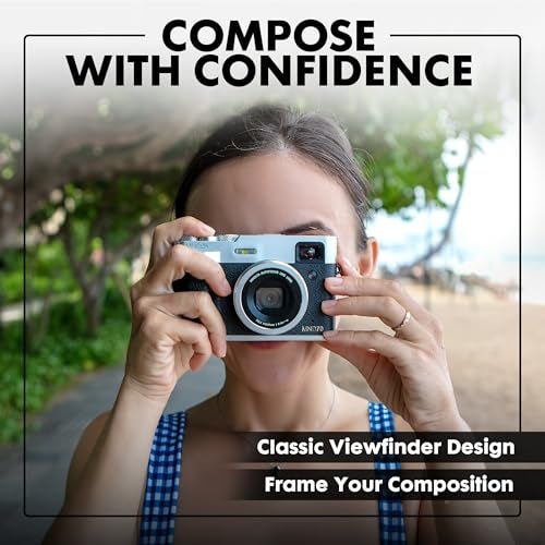 Minolta Retro Digital Camera – 48MP Autofocus Compact with 5K Ultra HD Video, Rear Selfie Lens, 16x Zoom, WiFi, 2.8-inch LCD Screen, Digital Stabilization, Optical Viewfinder, 32GB Card (Black) - Image 3