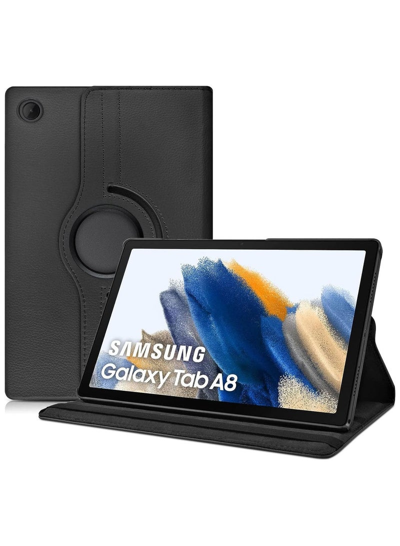 MUNTAQI Case Compatible with Galaxy Tab A8 10.5" Case (SM-X200/X205/X207), Galaxy Tab A8 Case 10.5 inch,Auto Sleep/Wake 360° Rotating Stand Folio Leather Case for Tab A8 2022 (Black) - Image 1