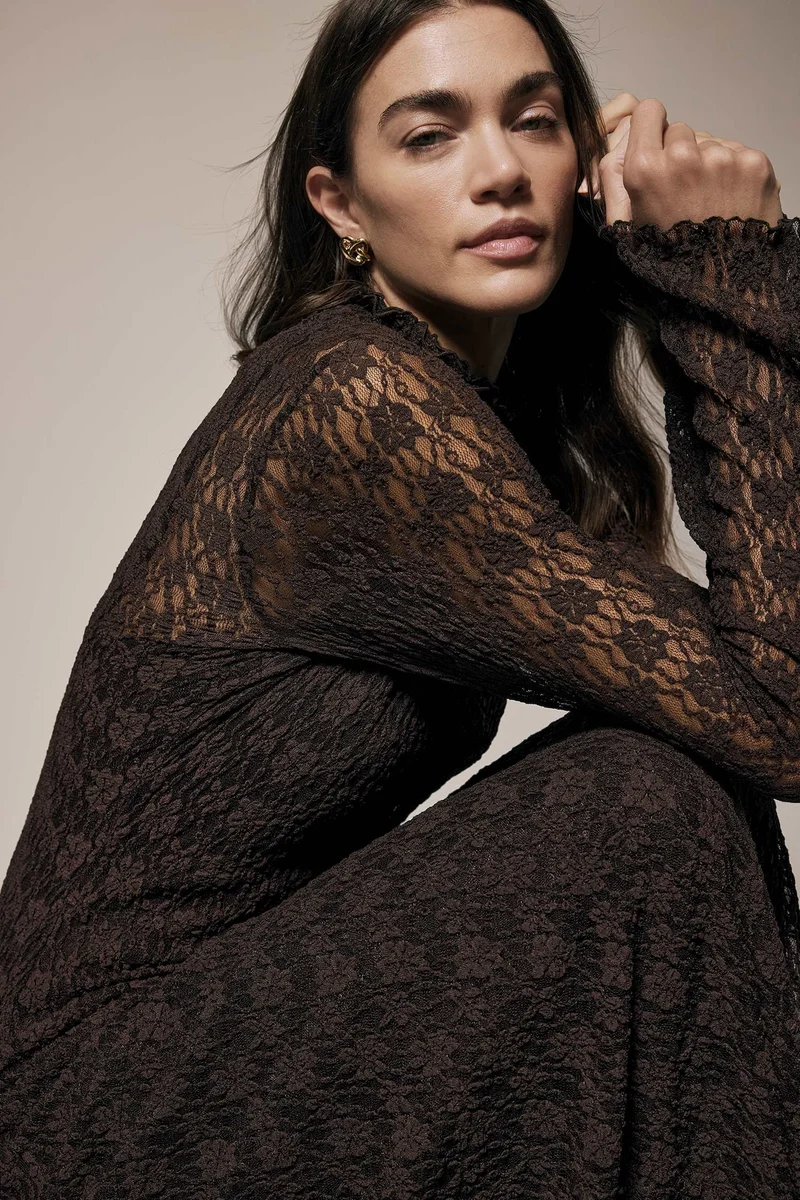 Defacto  A Cut Crew Neck Lace Midi Dress for Women | Best Price UAE