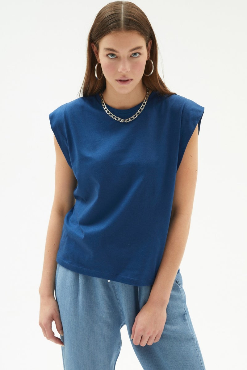 JUNE Basic Cotton Crew Neck Sleeveless T-Shirt  - Image 1