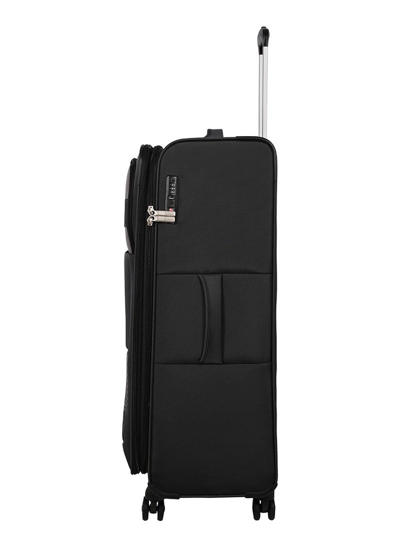 AMERICAN TOURISTER Majoris + Suitcase, Check-In Size 83 cm, 4 Spinner Wheels, Soft Top, 100% Polyester, Black|Corner Guards|Multi Front Pocket|TSA Combination Lock|Expandable|Retractable Aluminum Handle - 3 Years International Warranty - Image 2