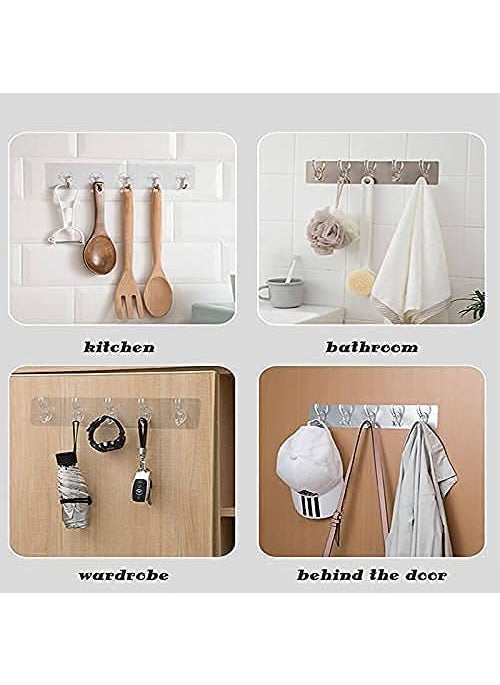 Hemiza HEMIZA Self Adhesive 6 Hook Sticker Strip for Wall Hanging MultiPurpose Item Heavy Duty Sticky Hooks for Hanging Reusable Waterproof Transparent Set fo 2 Heavy Sticker Hook  - Image 5