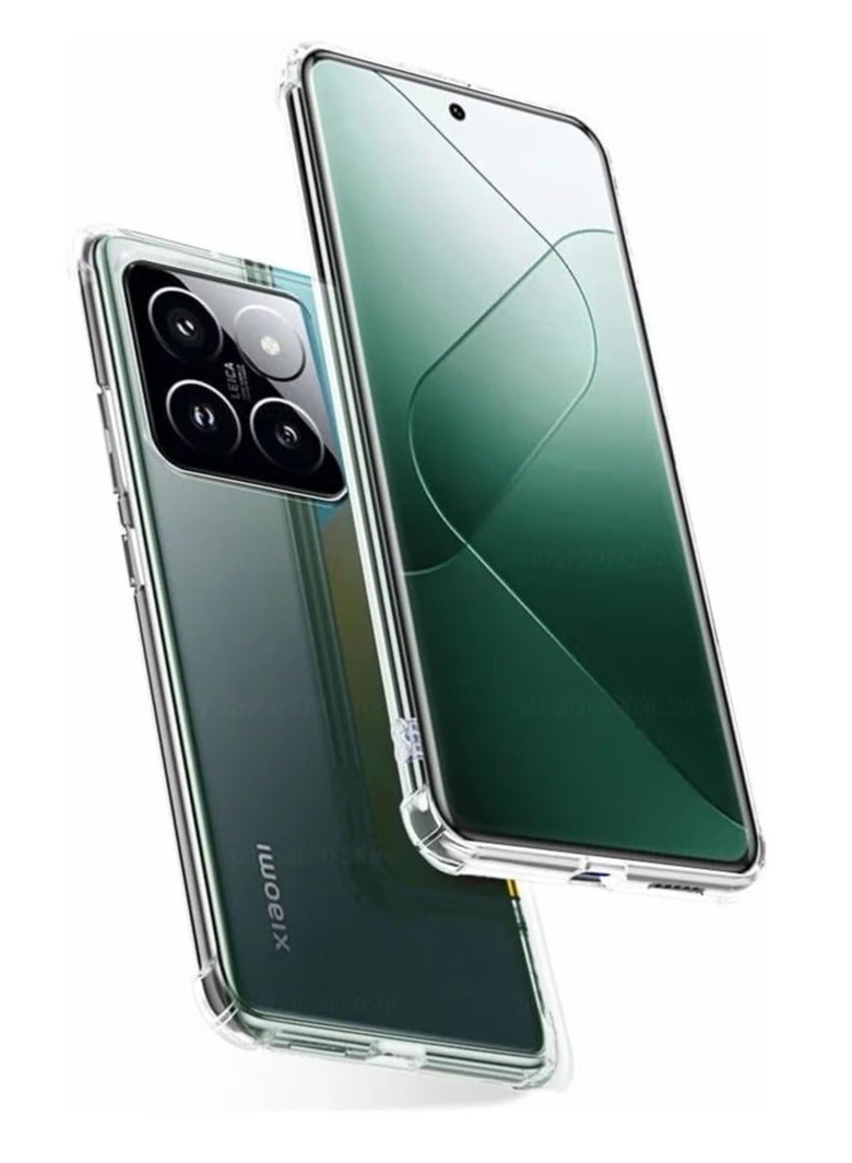 حافظة متوافقة مع هاتف Xiaomi 14 pro، غطاء سيليكون شفاف مصنوع من مادة TPU غوريلا وواقي الكاميرا المضاد للصدمات وزوايا مقاومة للصدمات - شفاف - Image 2
