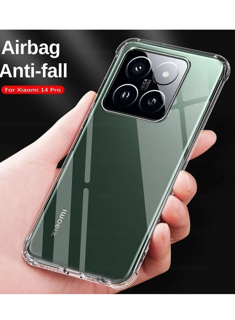 حافظة متوافقة مع هاتف Xiaomi 14 pro، غطاء سيليكون شفاف مصنوع من مادة TPU غوريلا وواقي الكاميرا المضاد للصدمات وزوايا مقاومة للصدمات - شفاف - Image 4