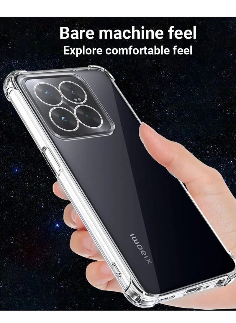 حافظة متوافقة مع هاتف Xiaomi 14 pro، غطاء سيليكون شفاف مصنوع من مادة TPU غوريلا وواقي الكاميرا المضاد للصدمات وزوايا مقاومة للصدمات - شفاف - Image 5