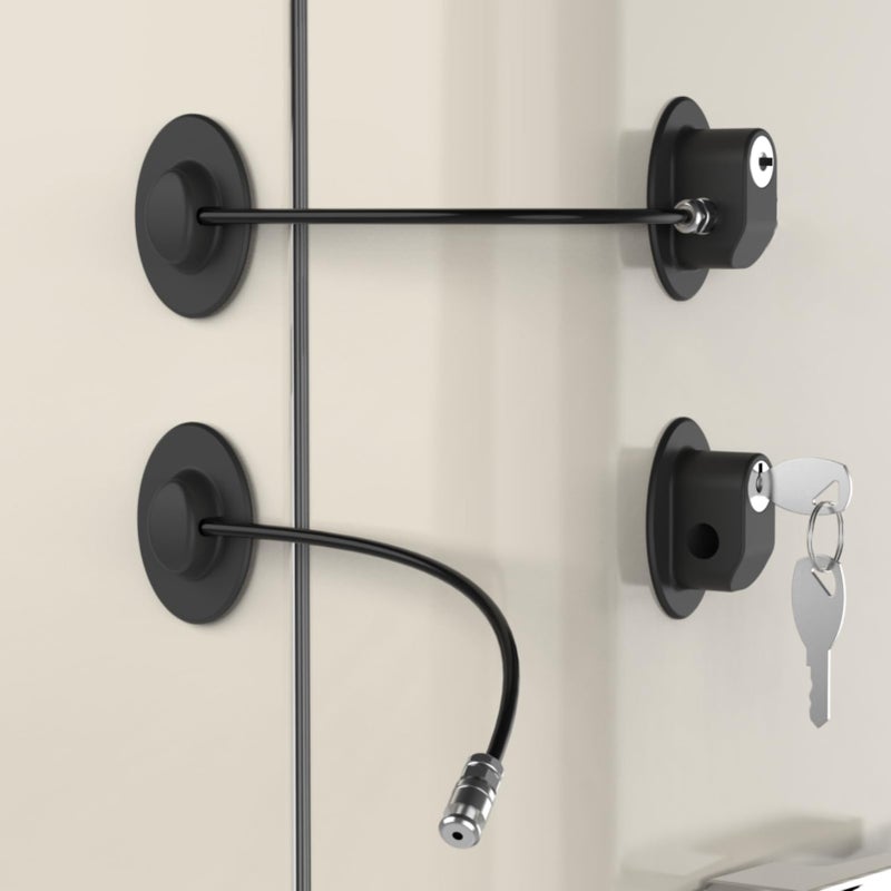 2 Pack Refrigerator Door Locks with 4 Keys File Drawer Lock Freezer Door Lock and Child Safety Cabinet Locks by REZIPO Black