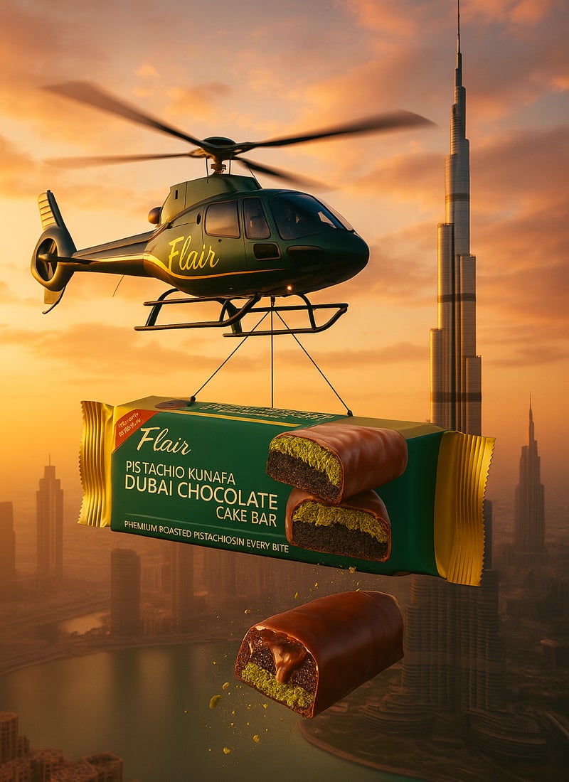 Flair Pistachio Kunafa Dubai Chocolate Cake Bar 55g - Image 4