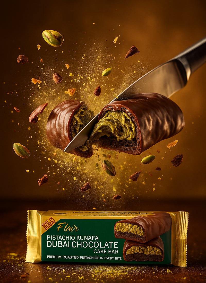 Flair Pistachio Kunafa Dubai Chocolate Cake Bar 55g - Image 5
