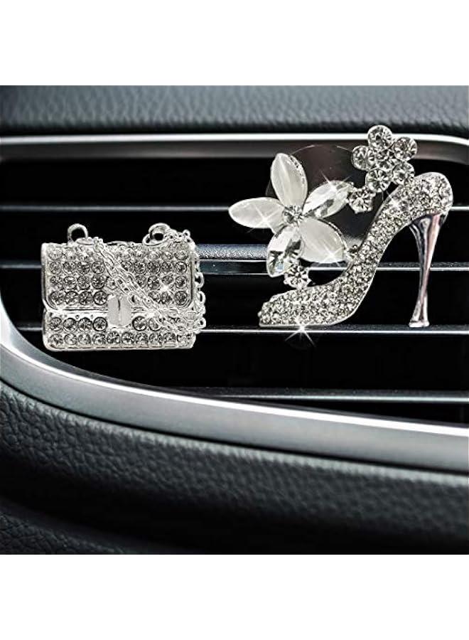Generic Jsacemxi Crystal High Heel Shoe & Magic Bag Car Air Vent Clip Charm Bling sparkly bedazzled rhinestone Car Interior Bling Accessories Decoration Charm For girls - Image 1