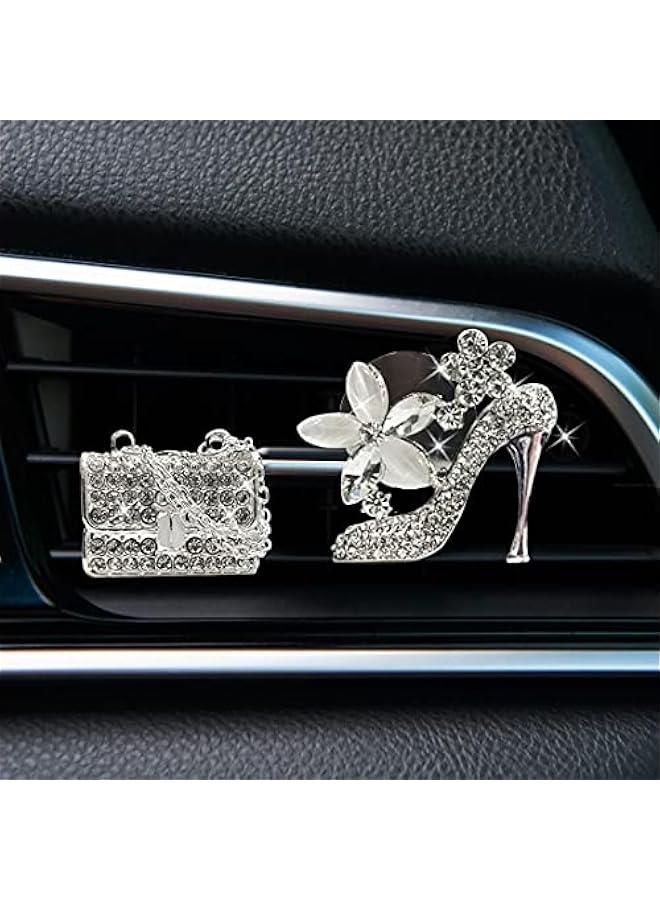 Generic Jsacemxi Crystal High Heel Shoe & Magic Bag Car Air Vent Clip Charm Bling sparkly bedazzled rhinestone Car Interior Bling Accessories Decoration Charm For girls - Image 2