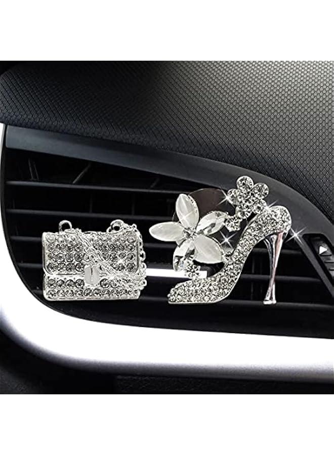 Generic Jsacemxi Crystal High Heel Shoe & Magic Bag Car Air Vent Clip Charm Bling sparkly bedazzled rhinestone Car Interior Bling Accessories Decoration Charm For girls - Image 3