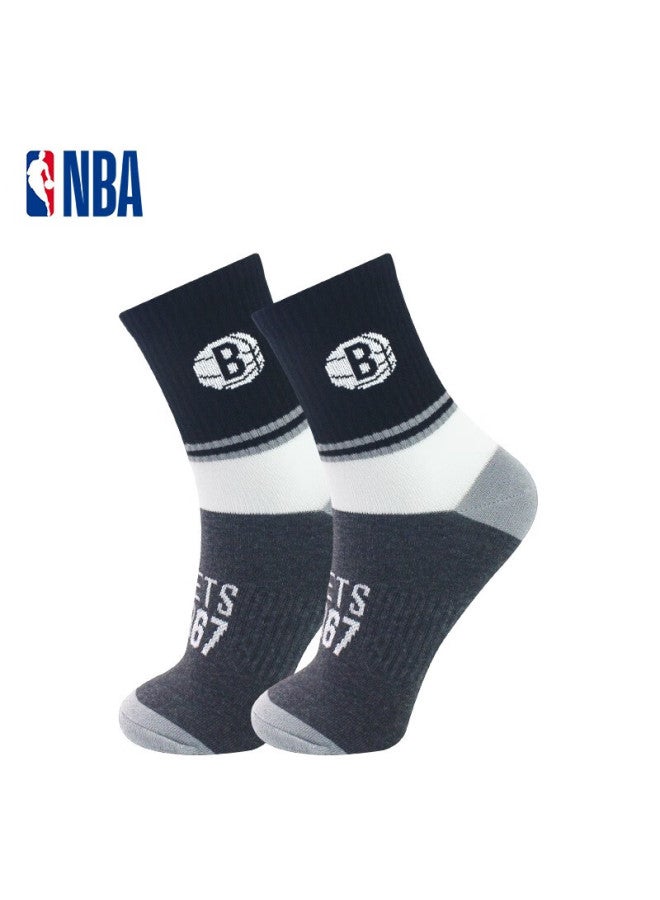 Nba Men's Socks, Fashionable Casual Sports Cotton Socks, Mid-calf, Sweat-absorbing, Breathable, Training Basketball Sports Socks, 3 Pairs Per Pack - Image 1