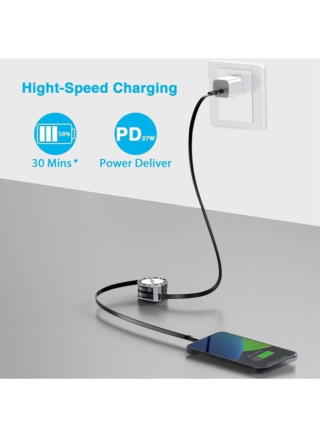 Minlu كابل USB C إلى Lightning قابل للسحب 4 قدم، عبوة 2 [معتمد من MFi] كابل شحن سريع لجهاز iPhone 14/13/12/11 كابل شاحن iPhone لجهاز iPhone 14 13 12 11 Pro Max/Pro/Mini Xs Xr X 8 Plus 8 7 6s 6 5 se - Image 2