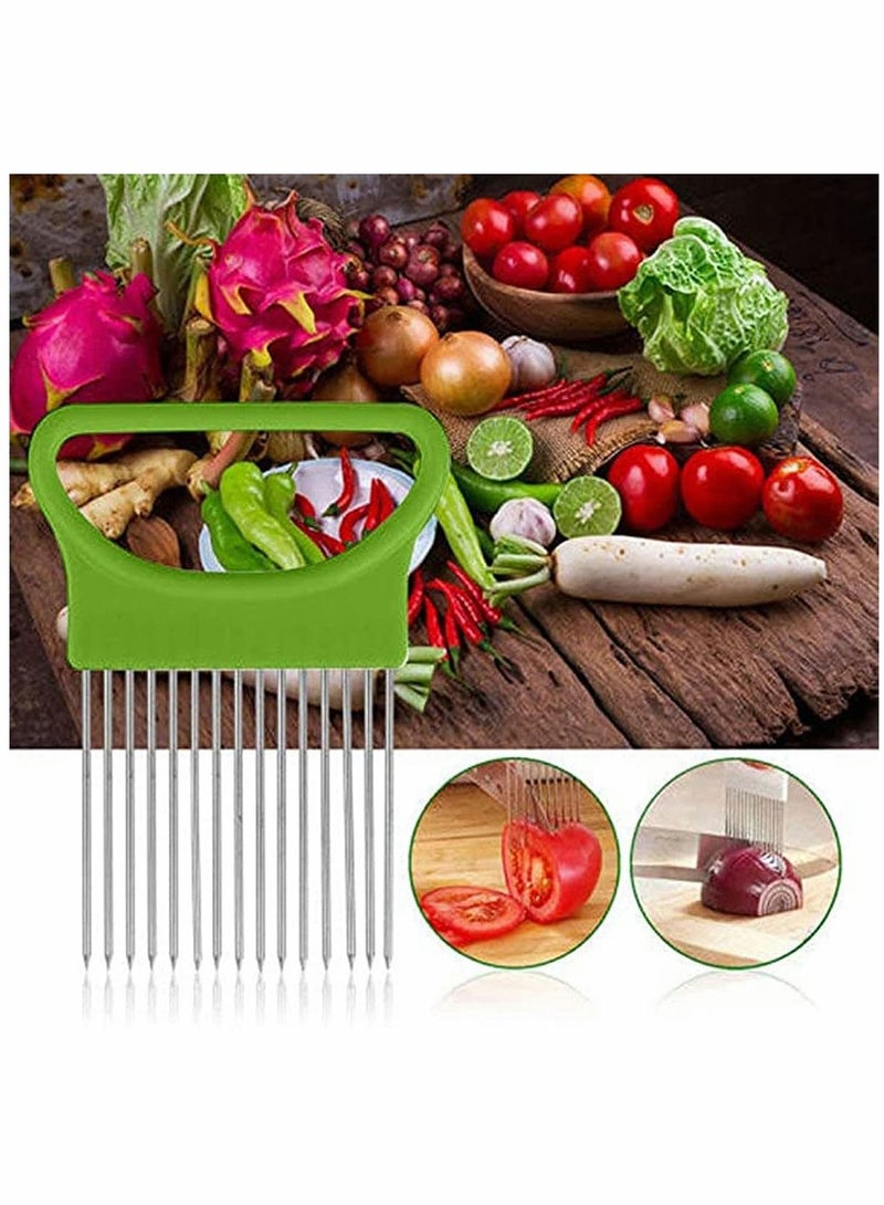 KASTWAVE Kitchen Cutting Tools Slicer Tomato Onion Vegetables Slicer Cutting Aid Holder Guide Slicing Cutter Safe Fork Kitchen Gadget Accessories - Image 2
