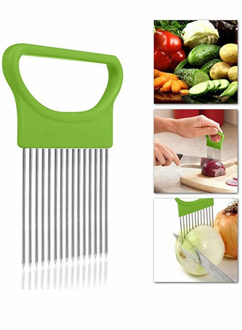 KASTWAVE Kitchen Cutting Tools Slicer Tomato Onion Vegetables Slicer Cutting Aid Holder Guide Slicing Cutter Safe Fork Kitchen Gadget Accessories - Image 1