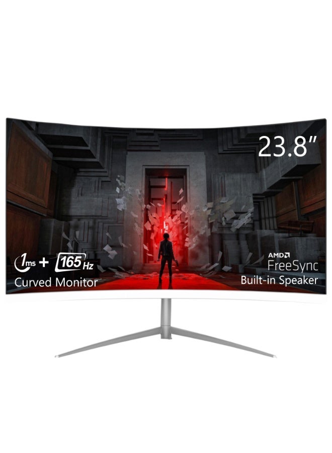 23.8" Curved Gaming Monitor 165Hz 1920 * 1080p 1ms Freesync Computer Monitor with LED Axe Backlit, 1800R Curved Screen, Built-in Speaker, RGB Backlight, HDMI, DP, USB - Image 2