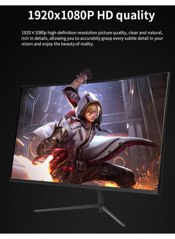 23.8" Curved Gaming Monitor 165Hz 1920 * 1080p 1ms Freesync Computer Monitor with LED Axe Backlit, 1800R Curved Screen, Built-in Speaker, RGB Backlight, HDMI, DP, USB - Image 5