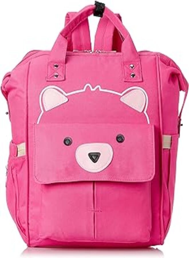 Mommy Baby Baby Diaper for Unisex printed bear Backpack-Fushia