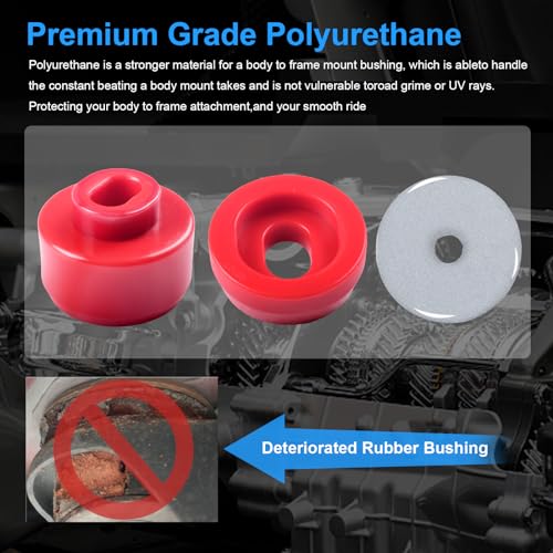 Autoptzxd 7-141 Body and Cab Mount Bushing Kit Compatible with 1999-2014 Chevy Silverado & Sierra 1500/2500 2WD/4WD, Polyurethane Body Cab Mounts & Washers 24PCS - Image 3