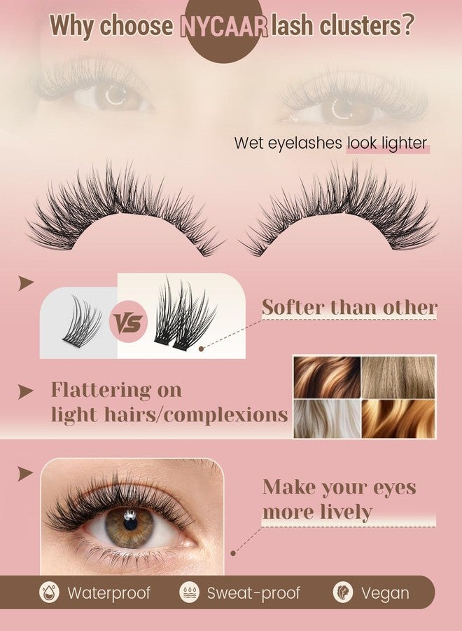 NYCAAR Lash Clusters Kit Natural Eyelash Clusters with Bond Seal and Tweezer 144pcs Wispy Lash Extensions Kit C Curl Invisible Band 8-16mm Short False Eyelashes for Beginner Friendly Lashes Kit - Image 5