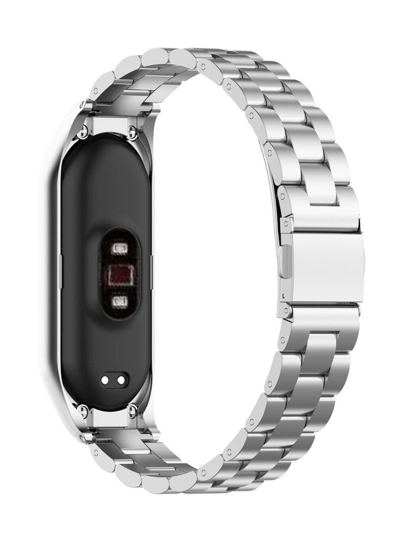 حزام متوافق مع Mi Band 7، سوار ساعة من الفولاذ المقاوم للصدأ وسوار معدني بديل وسوار معصم Correa لـ Xiaomi Mi Smart Band 7 فضي - Image 2