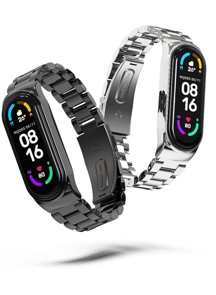 حزام متوافق مع Mi Band 7، سوار ساعة من الفولاذ المقاوم للصدأ وسوار معدني بديل وسوار معصم Correa لـ Xiaomi Mi Smart Band 7 فضي - Image 4
