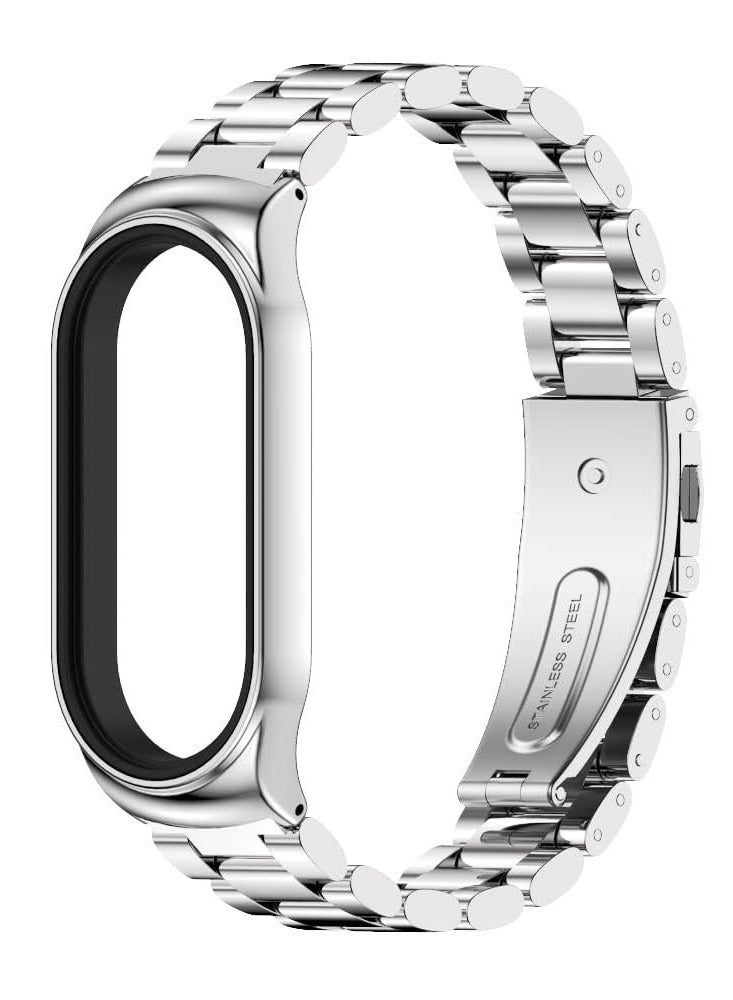 حزام متوافق مع Mi Band 7، سوار ساعة من الفولاذ المقاوم للصدأ وسوار معدني بديل وسوار معصم Correa لـ Xiaomi Mi Smart Band 7 فضي - Image 5