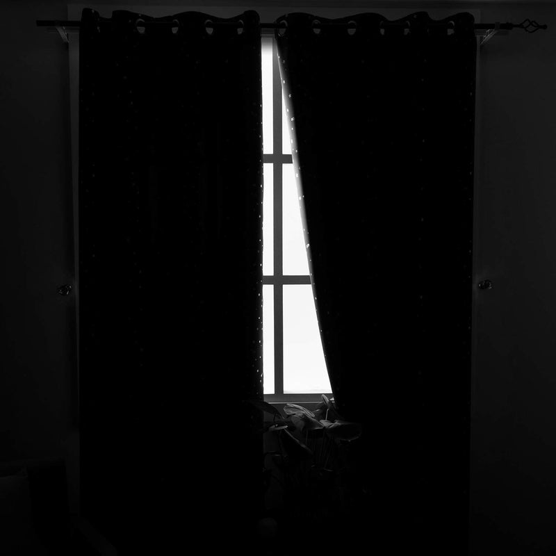 BGment الستائر Bragge Kids Blackout لغرفة النوم - Grommet الحراري المعزول الفضي Star غرفة الستائر المظلمة للأطفال مجموعة من لوحين 55 × 69 بوصة الأزرق الأزرق - Image 4