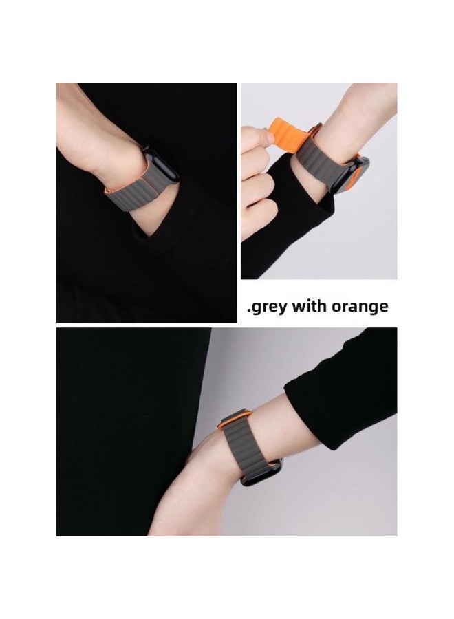 Loquat 【Can't Be Thrown Off】 Suitable For Apple Watch Iwatch8 Strap Silicone Magnetic For Applewatch7/6/se-Color:2023 Color 【klein With White】-【38mm】 Suitable For Iwatch3/05  - Image 5