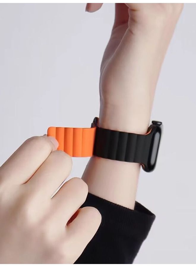 Loquat 【Can't Be Thrown Off】 Suitable For Apple Watch Iwatch8 Strap Silicone Magnetic For Applewatch7/6/se-Color:2023 Color 【klein With White】-【38mm】 Suitable For Iwatch3/05  - Image 2