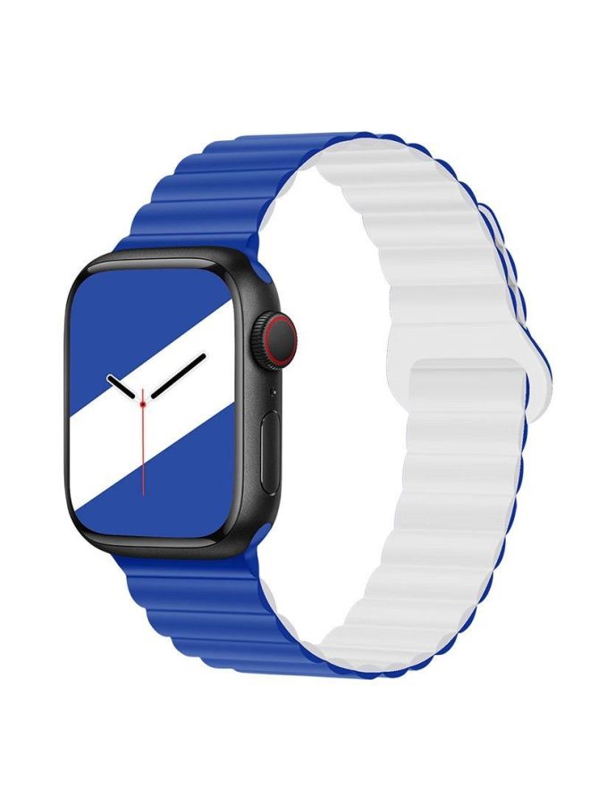 Loquat 【Can't Be Thrown Off】 Suitable For Apple Watch Iwatch8 Strap Silicone Magnetic For Applewatch7/6/se-Color:2023 Color 【klein With White】-【38mm】 Suitable For Iwatch3/05  - Image 1