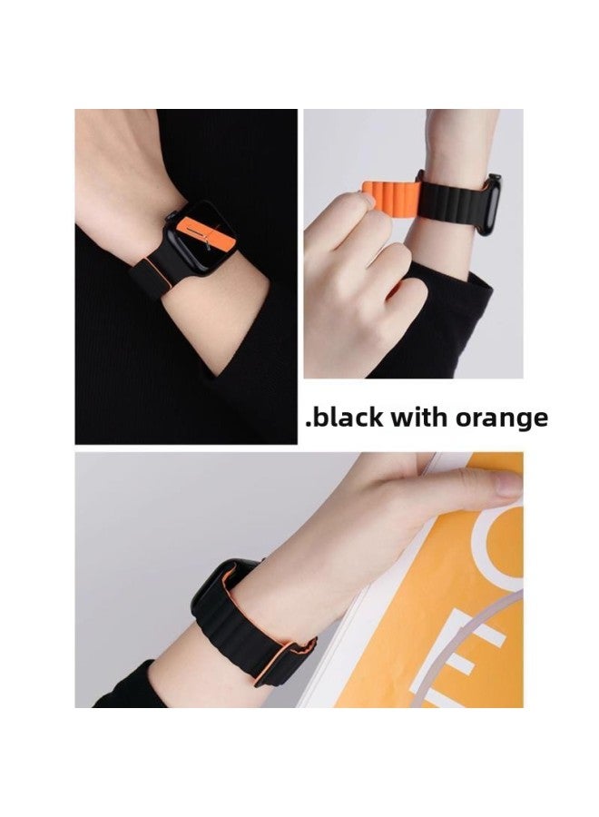 Loquat 【Can't Be Thrown Off】 Suitable For Apple Watch Iwatch8 Strap Silicone Magnetic For Applewatch7/6/se-Color:2023 Color 【klein With White】-【38mm】 Suitable For Iwatch3/05  - Image 3