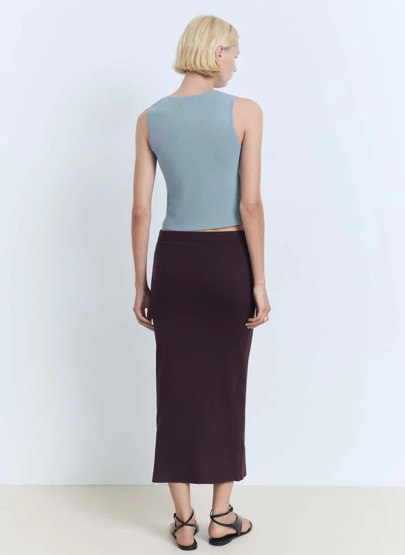 MANGO Low-Cut Knit Crop Top