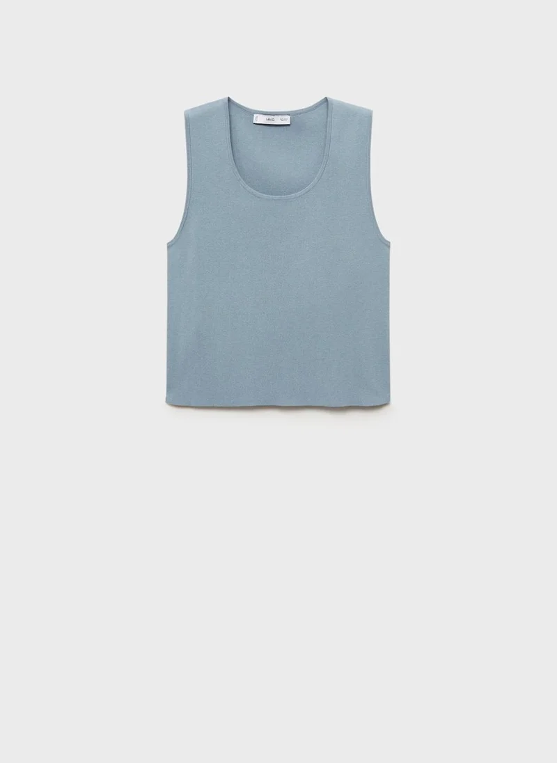 MANGO Low-Cut Knit Crop Top