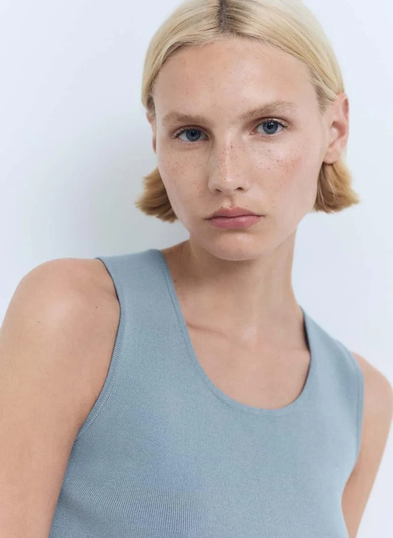 MANGO Low-Cut Knit Crop Top